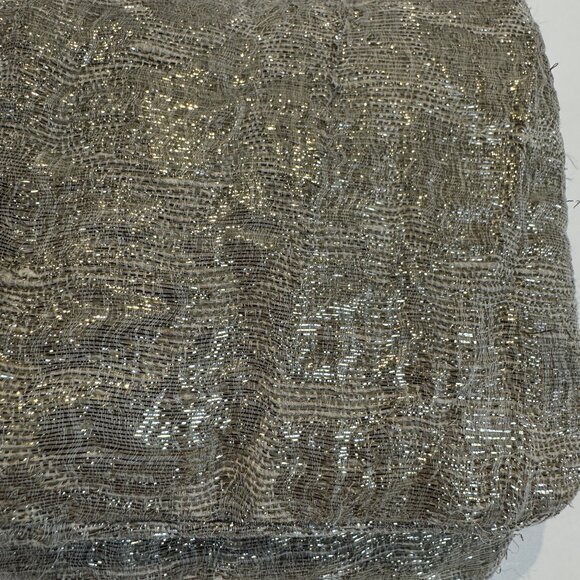 Lanvin Gold Crystal-Embellished Wide-Gauge Metallic Jacquard Tassel Clutch - Picture 9 of 10